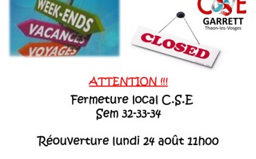 FERMETURE LOCAL CSE