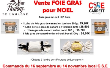 Vente de foie gras de canard Noël