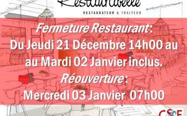 FERMETURE RESTO NOEL