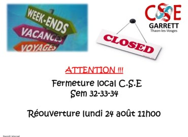 FERMETURE LOCAL CSE