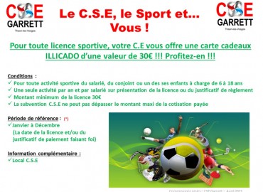 PARTICIPATION LICENCES SPORTIVES